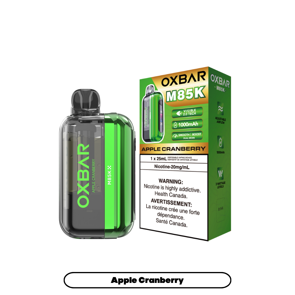 Oxbar M85K Apple Cranberry disposable vape – apple and cranberry flavour – 85,000 puffs
\