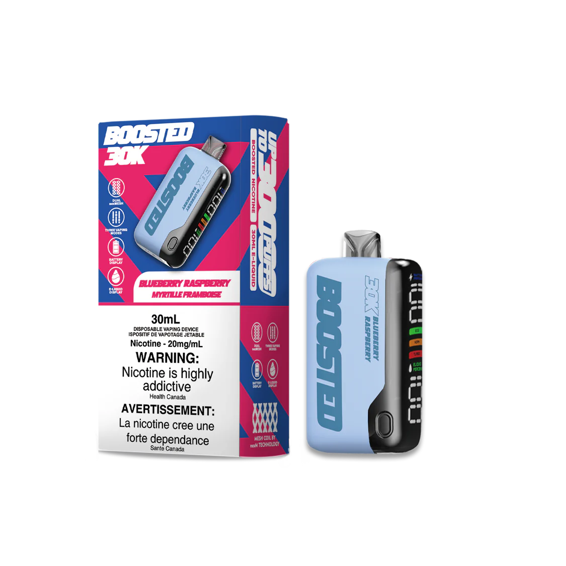 BOOSTED 30K Disposable Vape in Blueberry Raspberry flavour