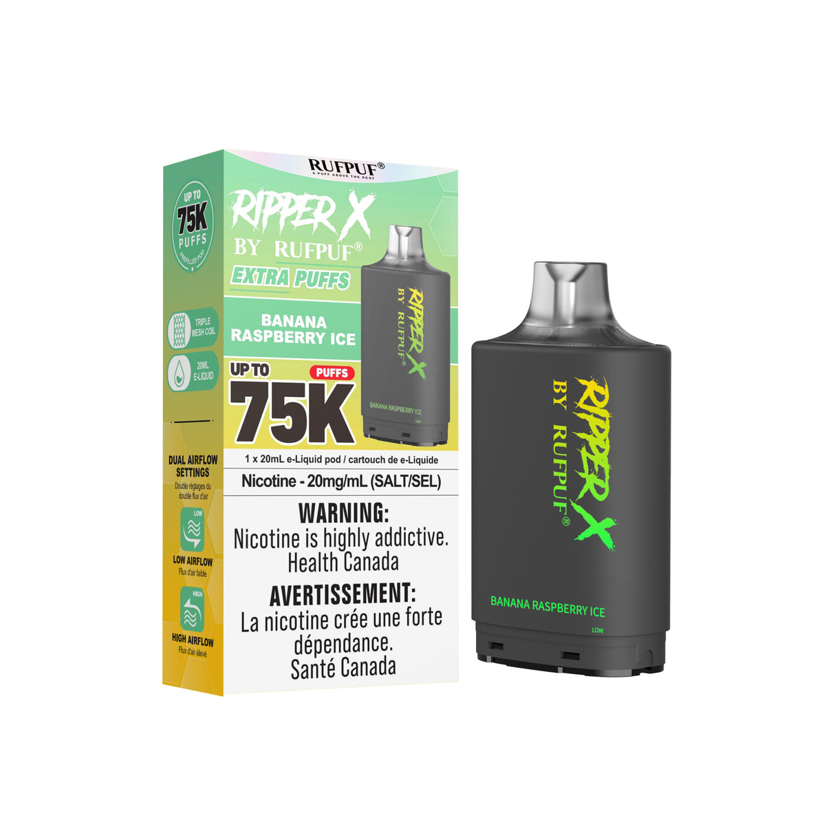 Banana Raspberry Ice - Ripper X Pod 75k Puffs Turbo Edition 20ml