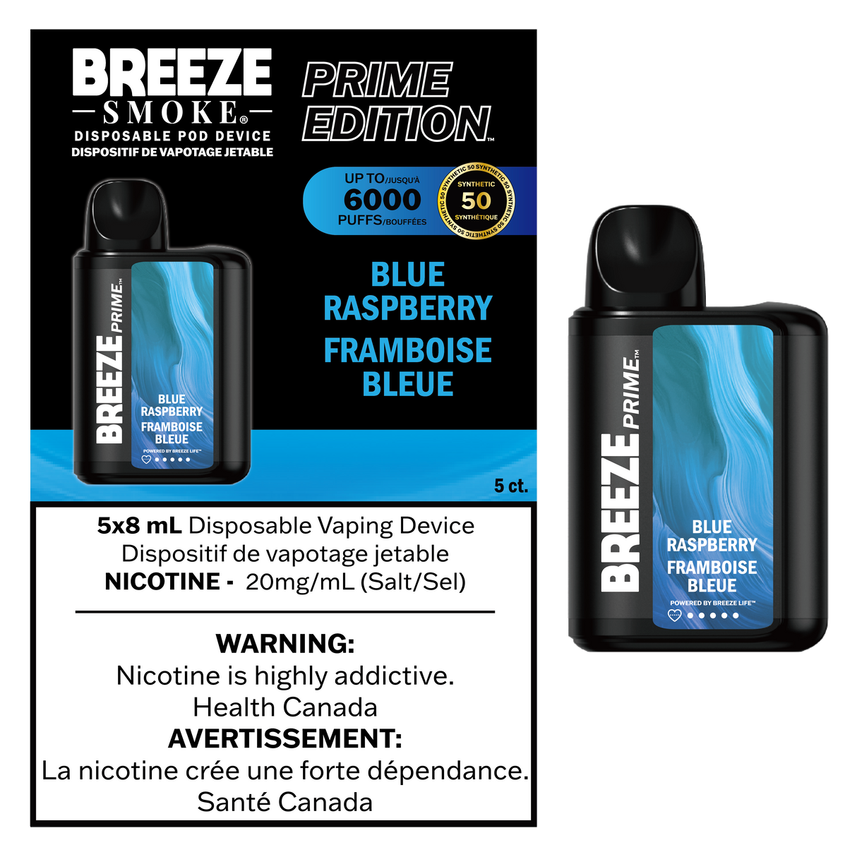 Breeze Prime Disposable Vape 6000 - Blue Raspberry