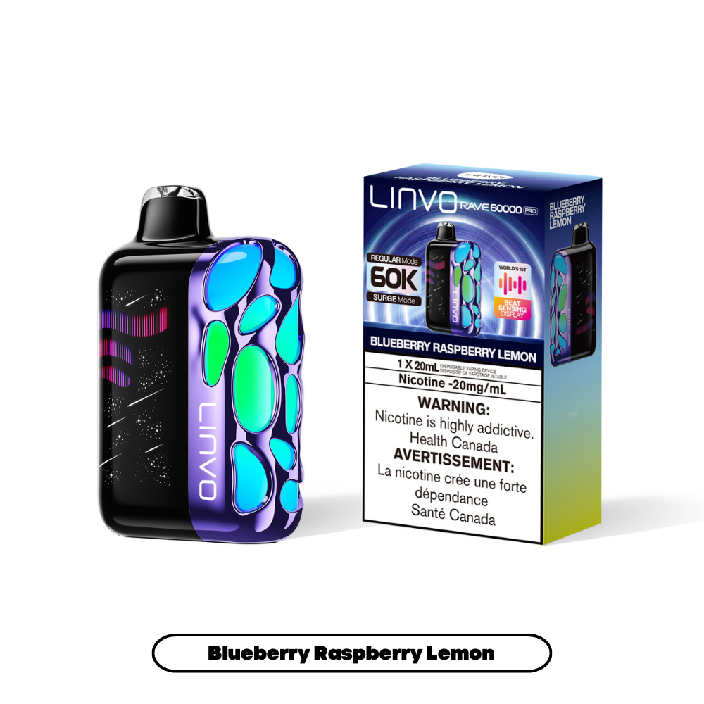 Blue Raspberry Lemon - Linvo Rave 60K Pro Disposable Vape - 20mg/mL nicotine - 20mL e-liquid - 60000 Puffs