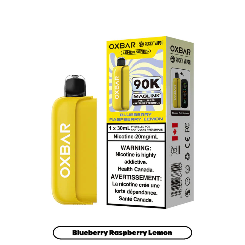Rocky Vapor Oxbar Maglink Blueberry Raspberry Lemon Pod – 90,000 puffs – Lemon Series