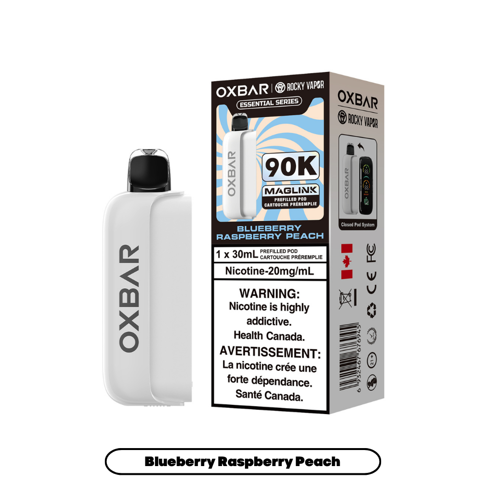 Rocky Vapor Oxbar Maglink Blueberry Raspberry Peach Pod – 90,000 puffs – Essential Series
