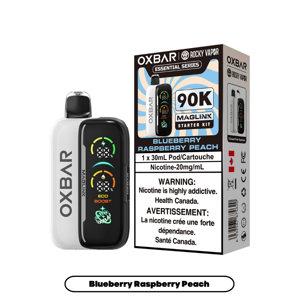 Oxbar x Rocky Vapor Maglink Disposable Vape Blueberry Raspberry Peach flavour – 90,000 puffs