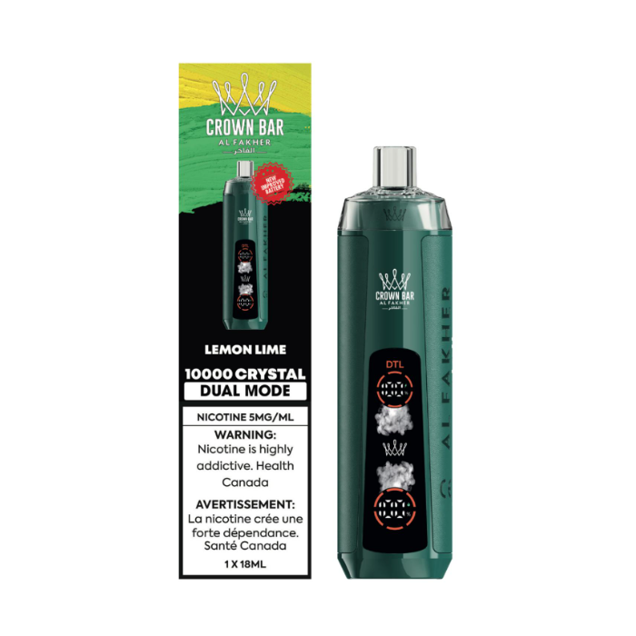 Al fakher Crown Bar Crystal disposable vape device and packaging on a white background