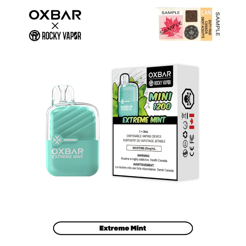 OXBAR Mini 1200 Disposable Vape - Extreme Mint - 1200 puffs - 20mg/ml nicotine strength - 2ml e-juice