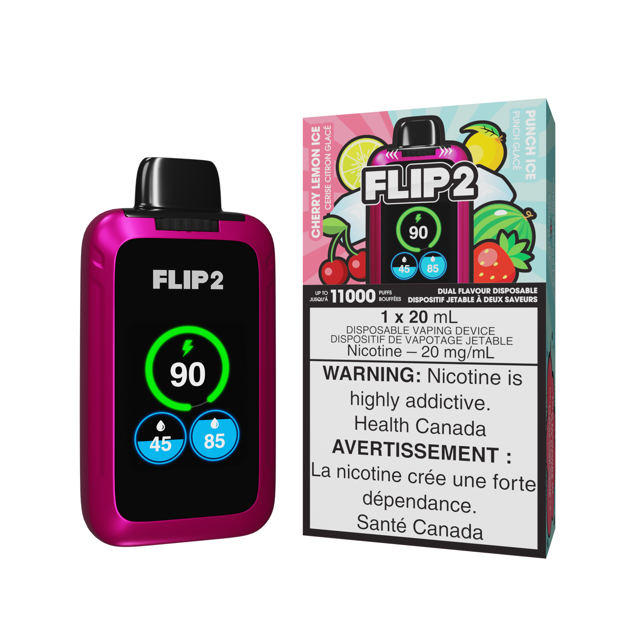 Flip 2 Disposable Vape - Cherry Lemon Ice and Punch Ice