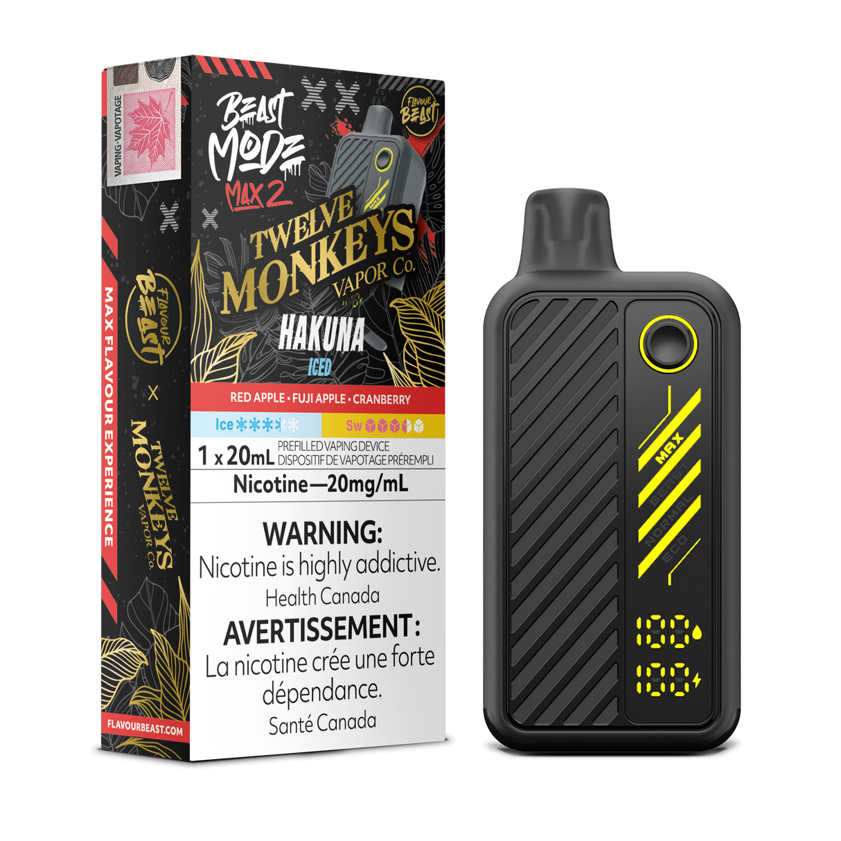 Flavour Beast Beastmode Max 2 x Twelve Monkeys – Hakuna Iced, 20mg/mL, 20mL e-liquid.