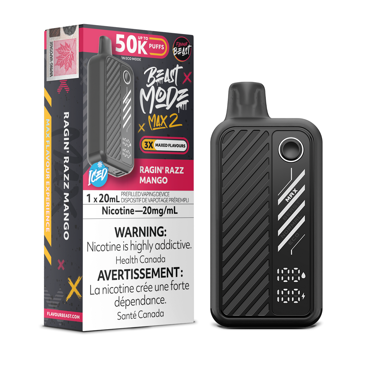 Ragin Razz Mango - Flavour Beast BeastMode Max 2 50K Disposable Vape