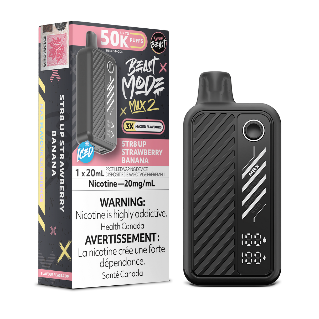 Flavour Beast BeastMode Max 2 Disposable Vape 50000 Puffs Straight Up Strawberry Banana