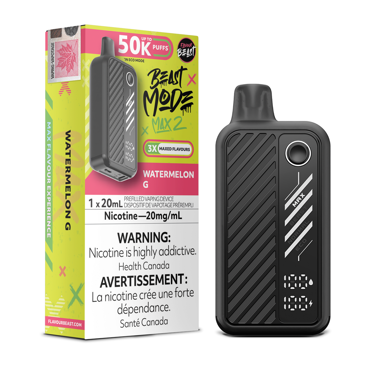 Flavour Beast BeastMode Max 2 Disposable Vape 50000 Puffs Watermelon G