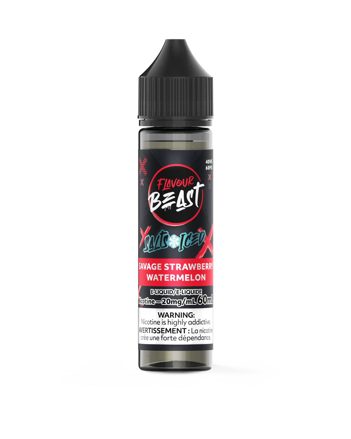Savage Strawberry Watermelon Iced - Flavour Beast Vape Juice E-Liquid Nic Salt 60ml