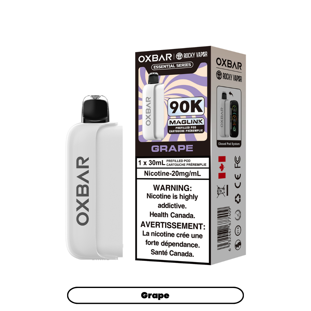 Rocky Vapor Oxbar Maglink Grape Pod – 90,000 puffs – Essential Series