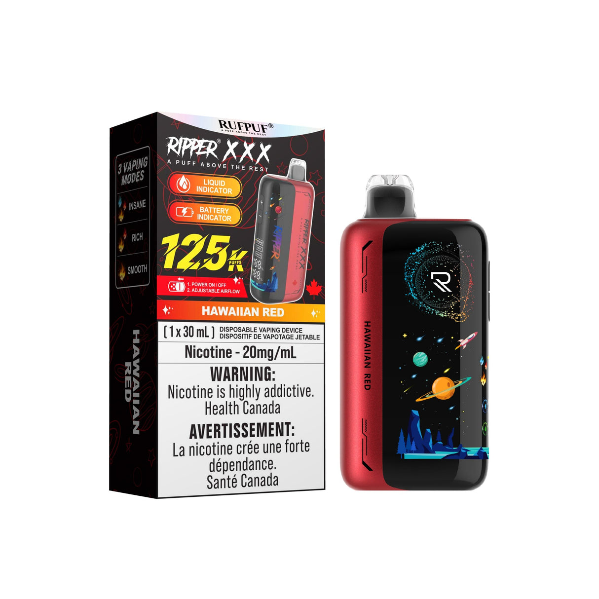 Classico Hawaiian Red 125K Ripper XXX disposable vape – tropical fruit flavour – 125,000 puffs