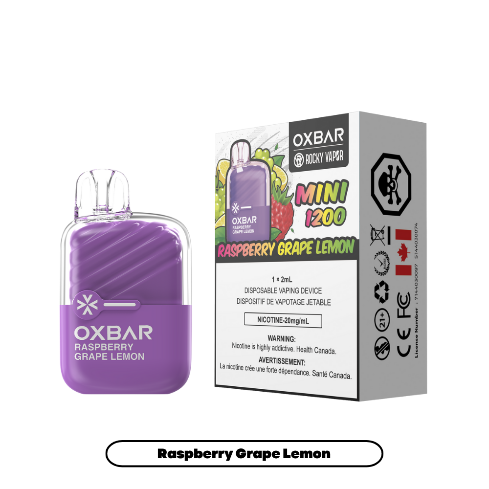 Rocky Vapor Oxbar Mini 1200 - Raspberry Grape Lemon