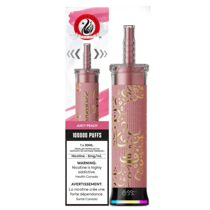 Juicy Peach Starbuzz E-Hose 100K Disposable Hookah Vape 30mL with smooth peach flavour
