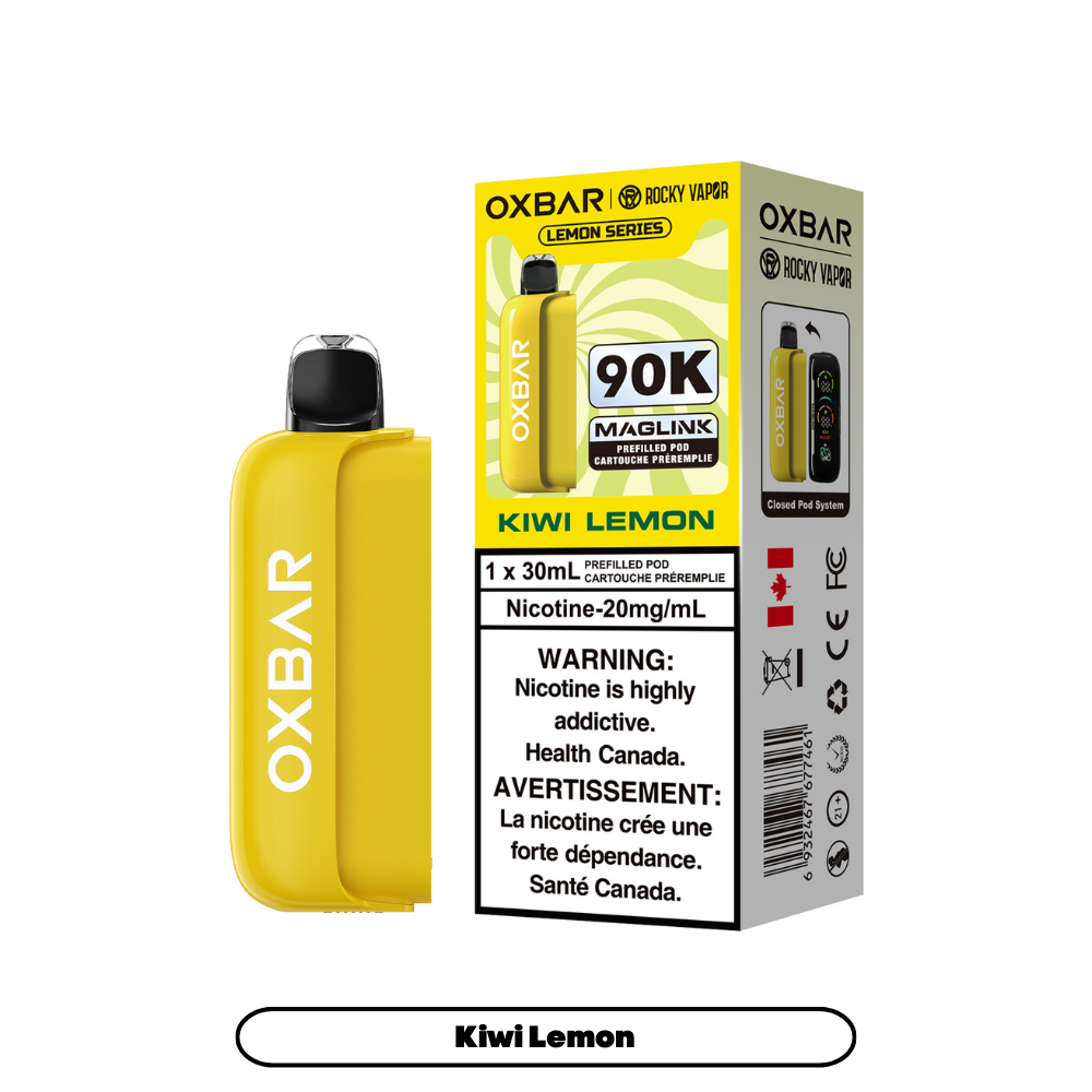 Rocky Vapor Oxbar Maglink Kiwi Lemon Pod – 90,000 puffs – Essential Series