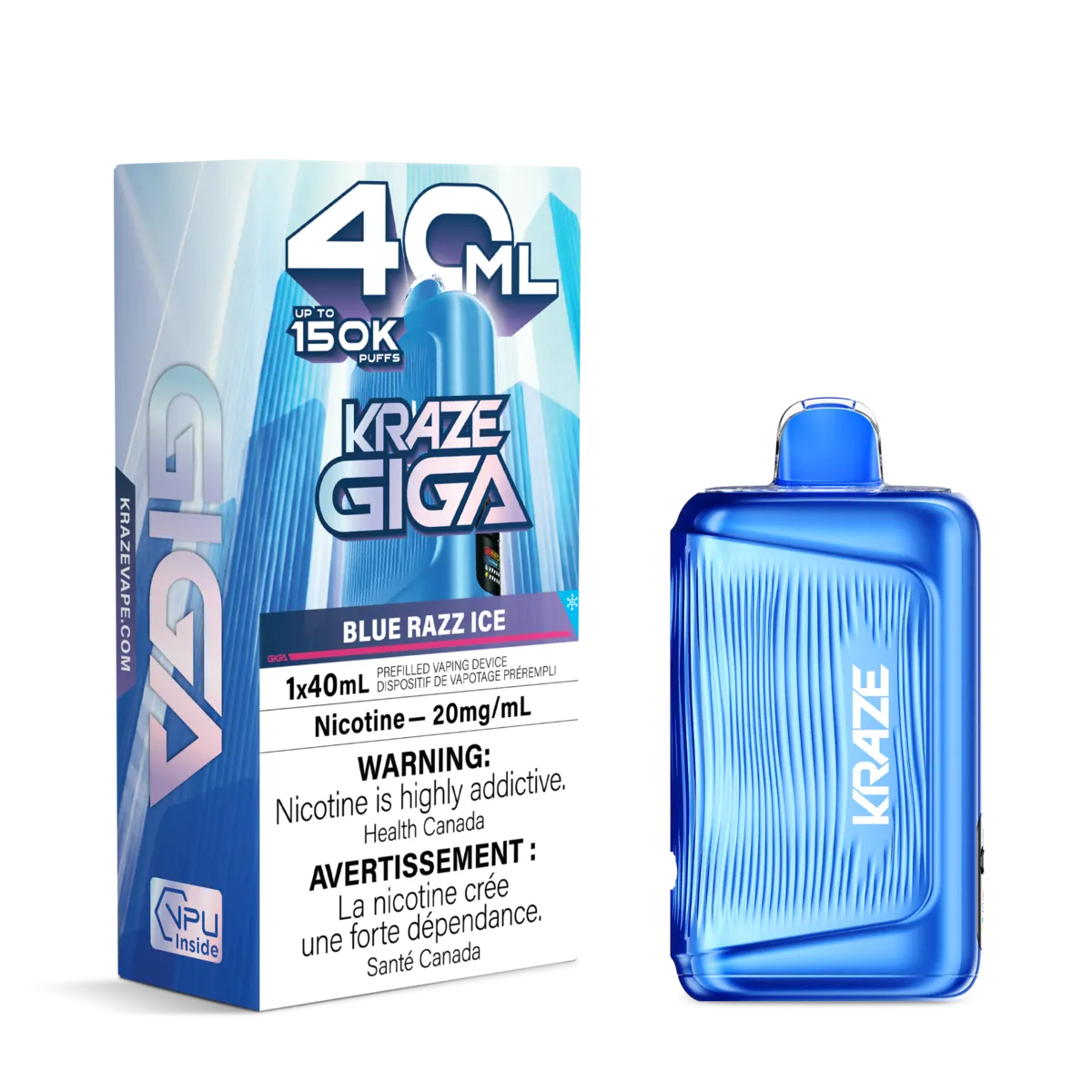 Blue RazzI ce Kraze Giga 150K Disposable Vape 40mL