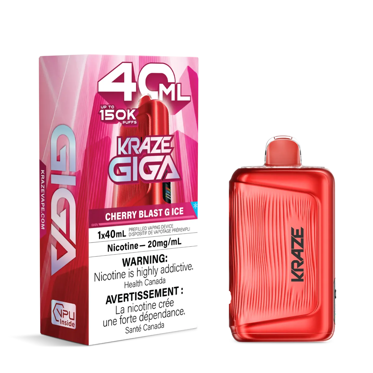Cherry Blast G Ice Kraze Giga 150K Disposable Vape 40mL