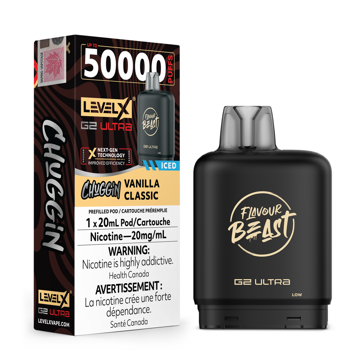 Vanilla Classic (ICED) - Flavour Beast Level X G2 Ultra 50K Vape Pod