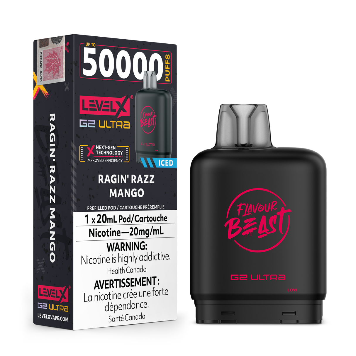 Ragin Razz Mango Iced - Level X G2 Ultra 50k Pod