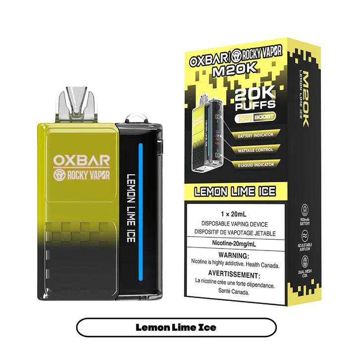 Oxbar Rocky Vapor 20K Lemon Lime Ice disposable vape 20000 puffs