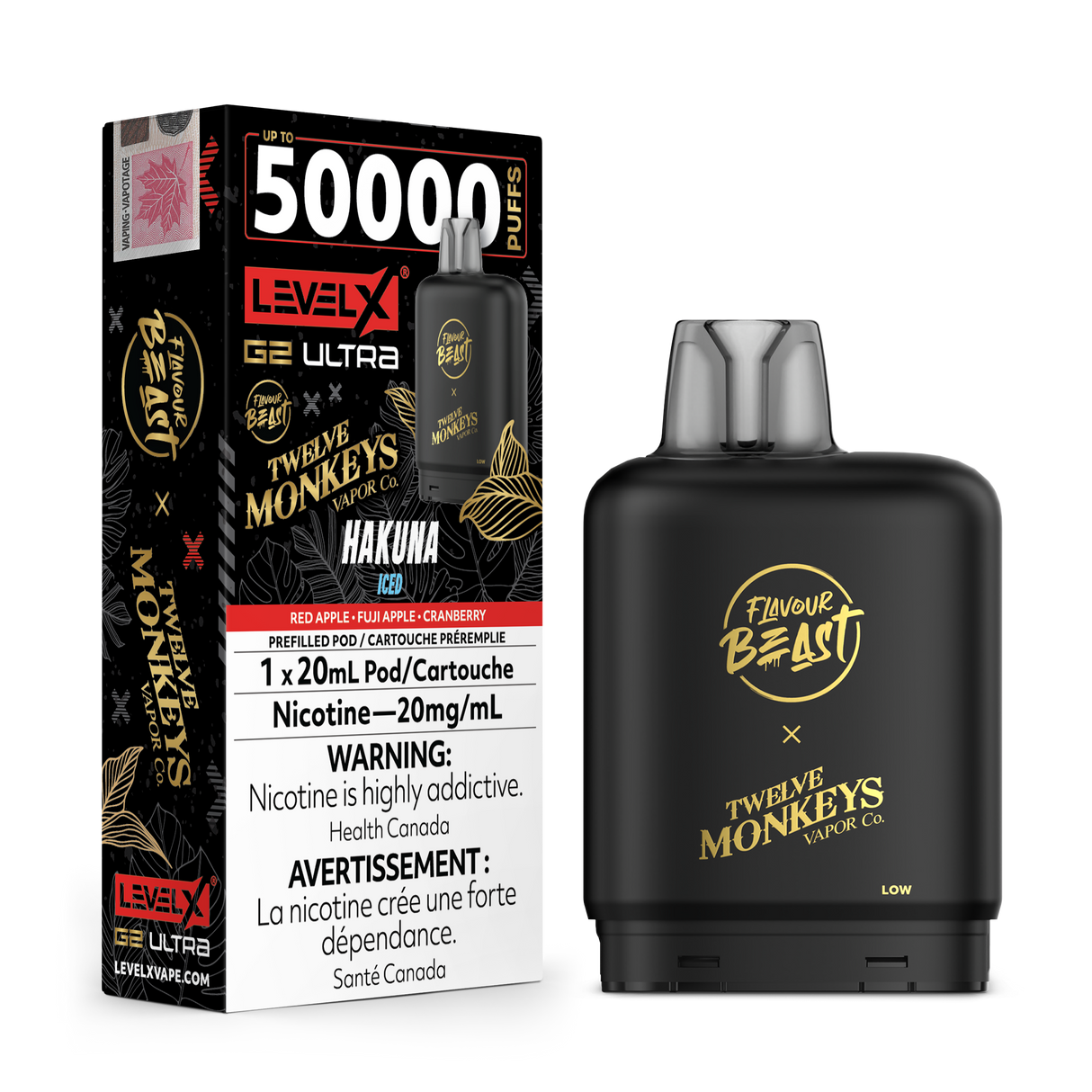 Hakuna Iced - Flavour Beast x 12 Monkeys Level X G2 Ultra 50K Vape Pod