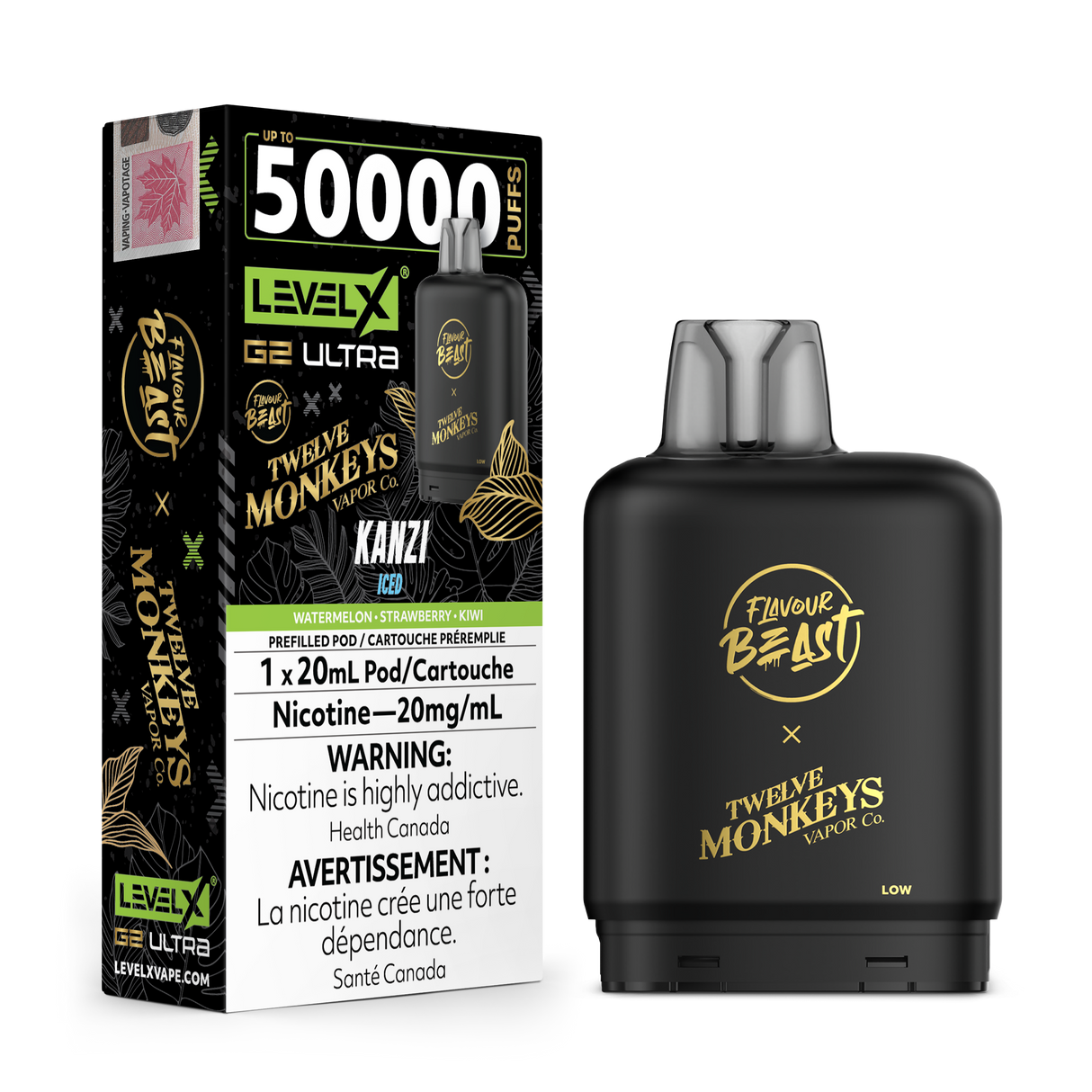 Kanzi Iced - Flavour Beast x 12 Monkeys Level X G2 Ultra 50K Vape Pod