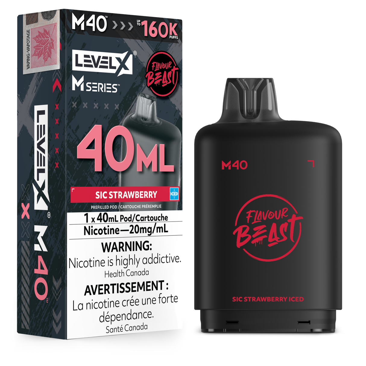 Sic Strawberry Iced Level X M40 40mL prefilled pod 160K