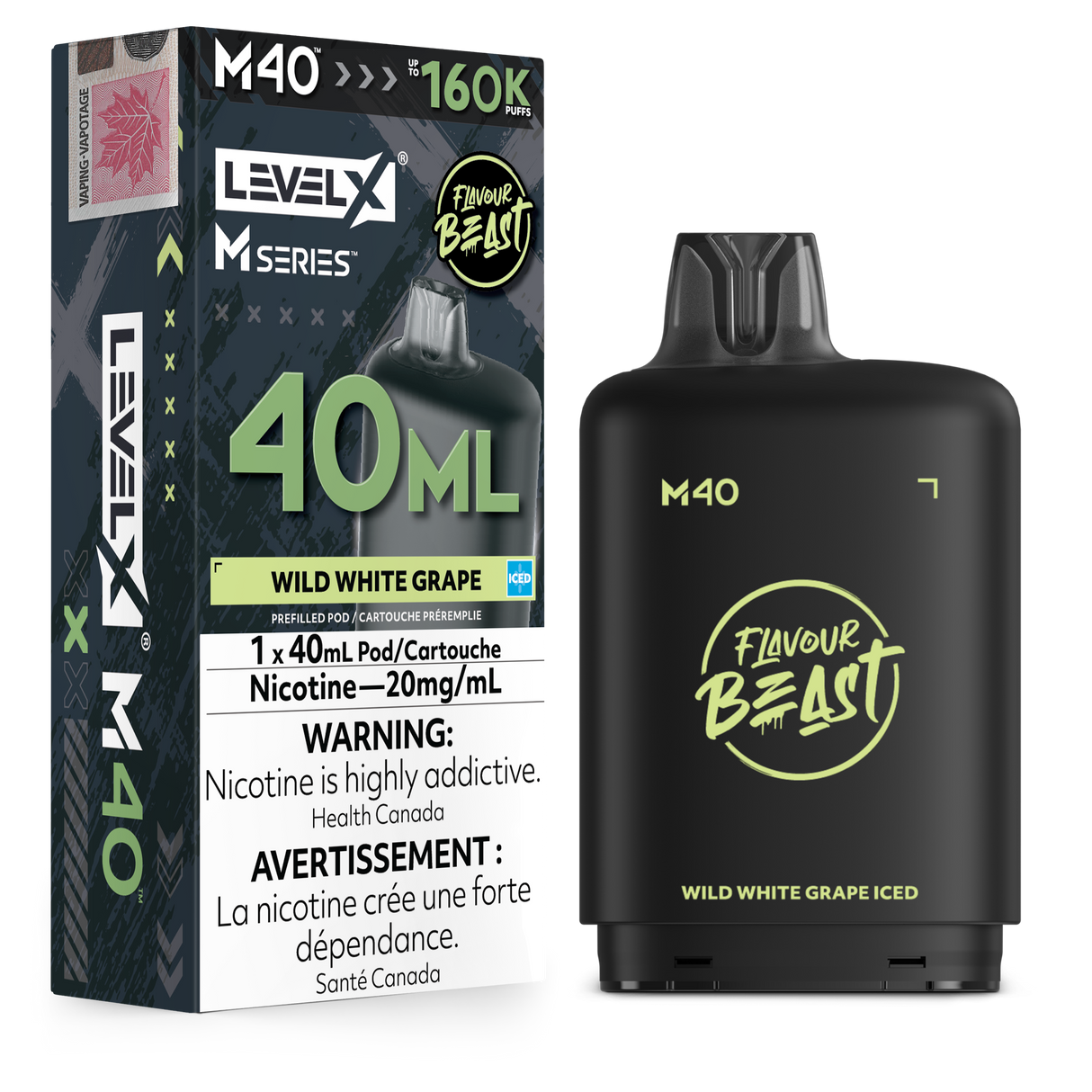 Wild White Grape Iced Level X M40 40mL prefilled pod 160K