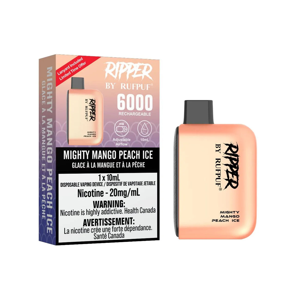 Mighty Mango Peach Ice - Rufpuf Ripper Disposable Vape 6000