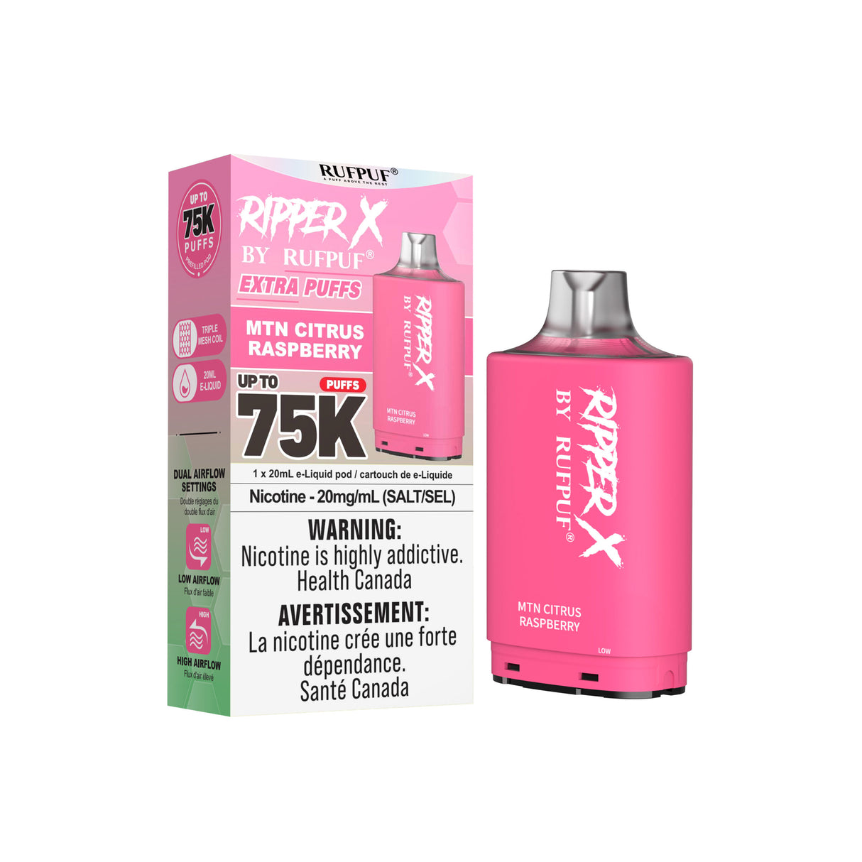 Mtn Citrus Raspberry - Ripper X 75k Turbo Pod 20mg/ml