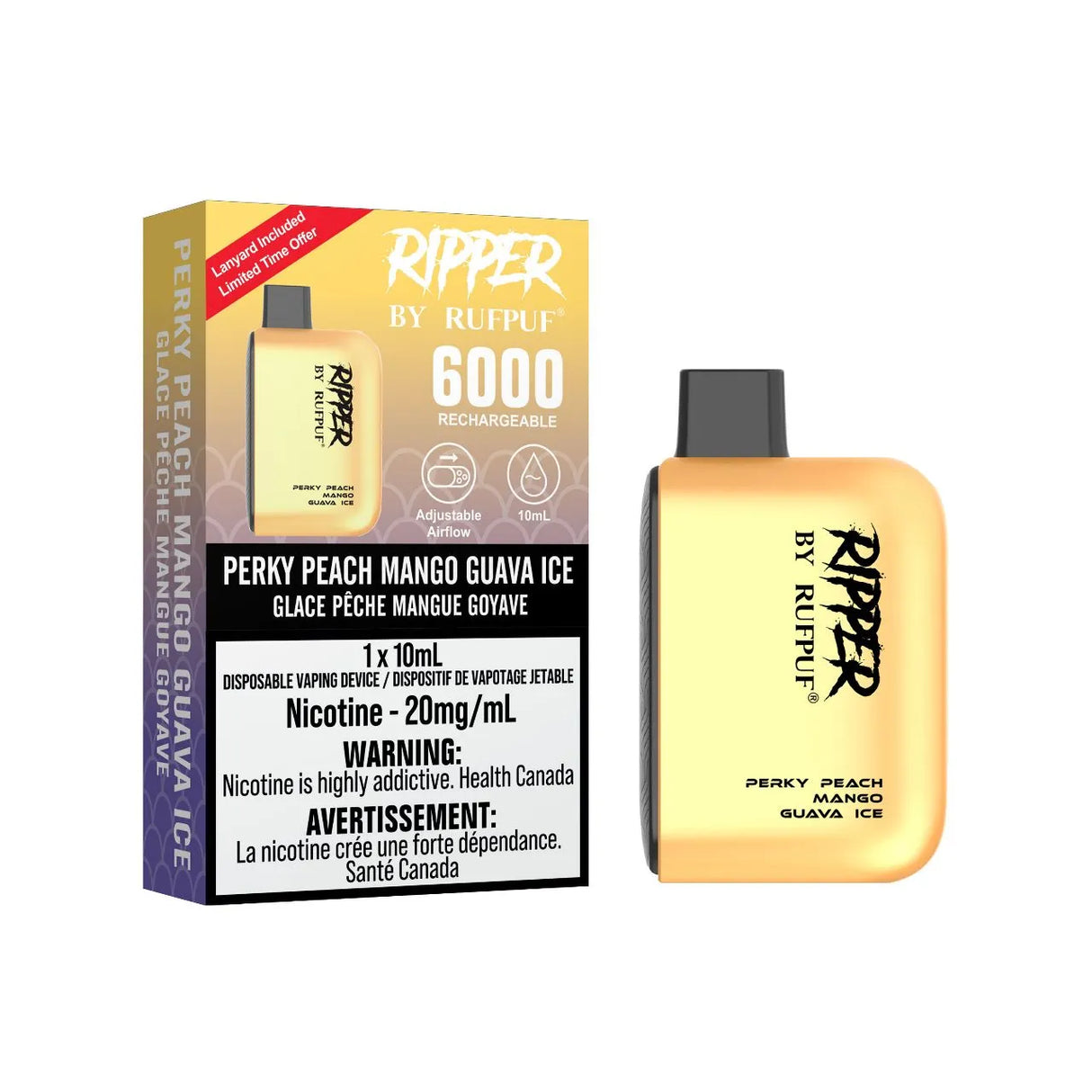 Perky Peach Mango Guava Ice - Rufpuf Ripper Disposable Vape 6000