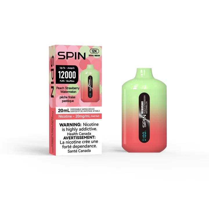 Peach Strawberry Watermelon Flavor - SPIN Vape 12k Disposable Vape 12000 Puffs