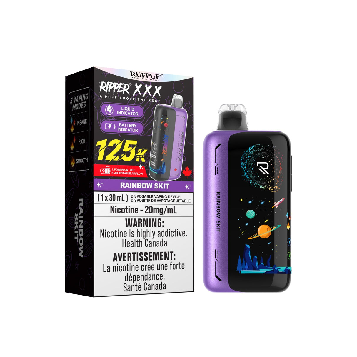 Classico Rainbow Skit 125K Ripper XXX disposable vape – rainbow candy flavour – 125,000 puff