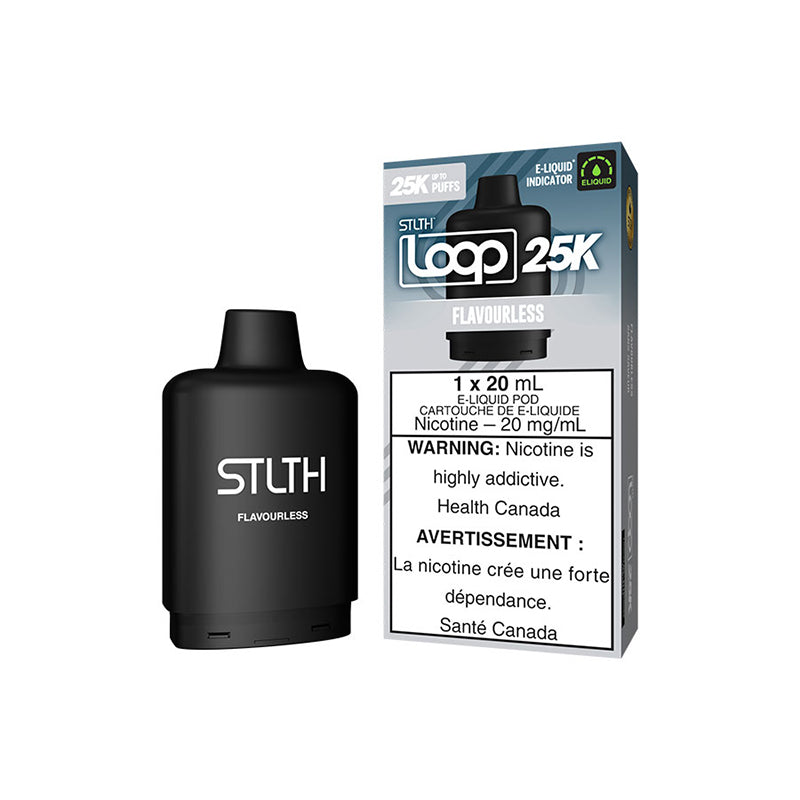 Enjoy a clean, unflavored vape with STLTH Loop 25K Pods – Flavourless. Up to 25,000 puffs of smooth satisfaction with no added flavors. Shop now!