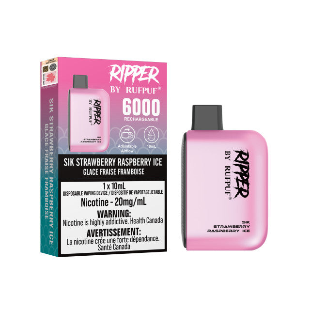 Sik Strawberry Raspberry Ice - Rufpuf Ripper Disposable Vape 6000