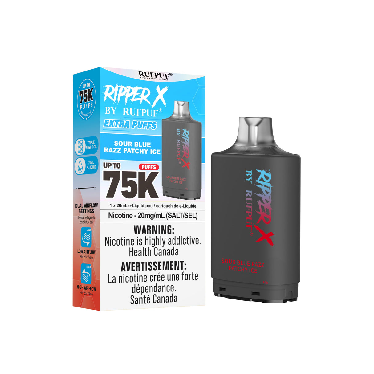 Sour Blue Razz Patchy Ice - Ripper X 75K Pod 75000 Puffs