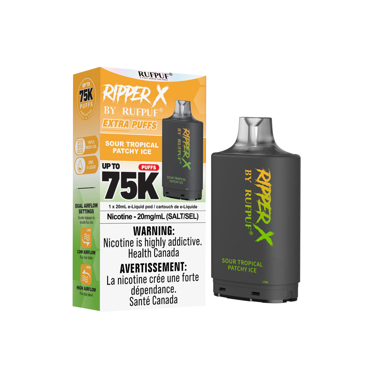 Sour Tropical Patchy Ice - Ripper X 75K Pod with upto 75000 Puffs.