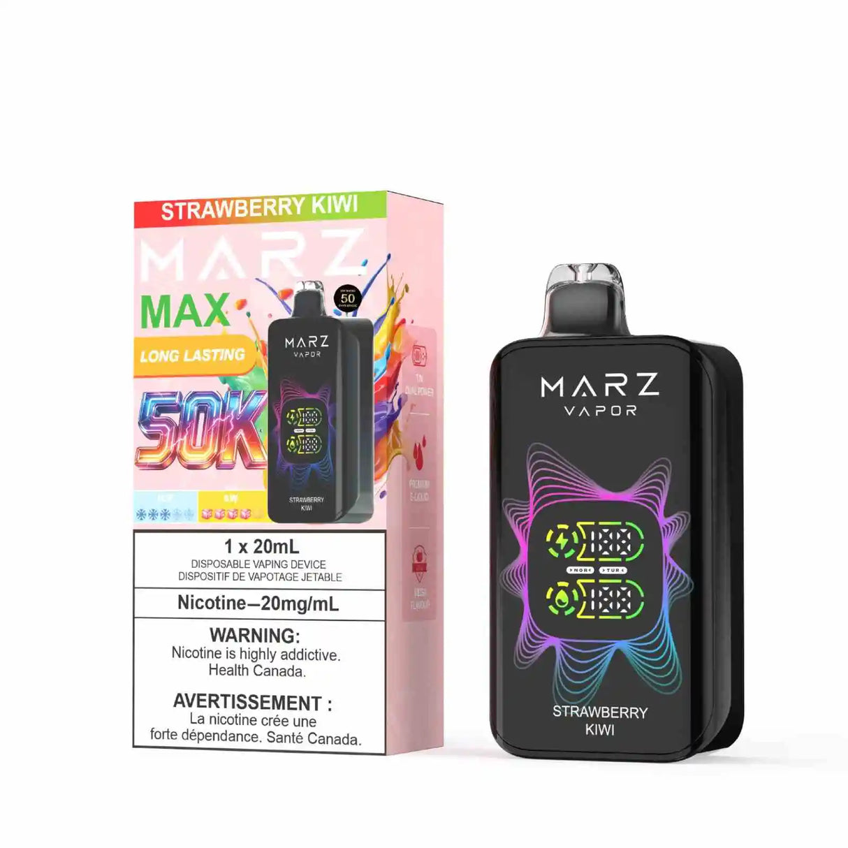 Strawberry Kiwi MARZ Max 50K Disposable Vape with sweet strawberry and tangy kiwi flavour