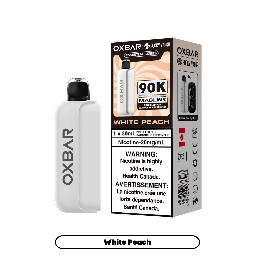 Rocky Vapor Oxbar Maglink Prefilled Pods - Essential Series - White Peach