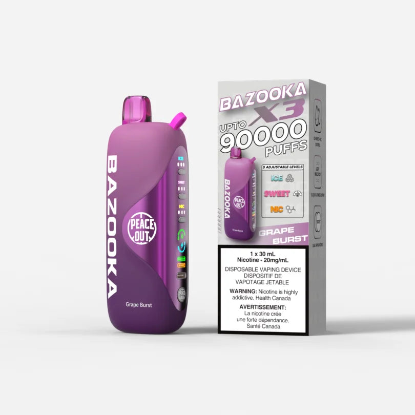 Bazooka Disposable Vape X3 - 90000 Puffs 30ML - Synthetic - Adjustable Nic levels