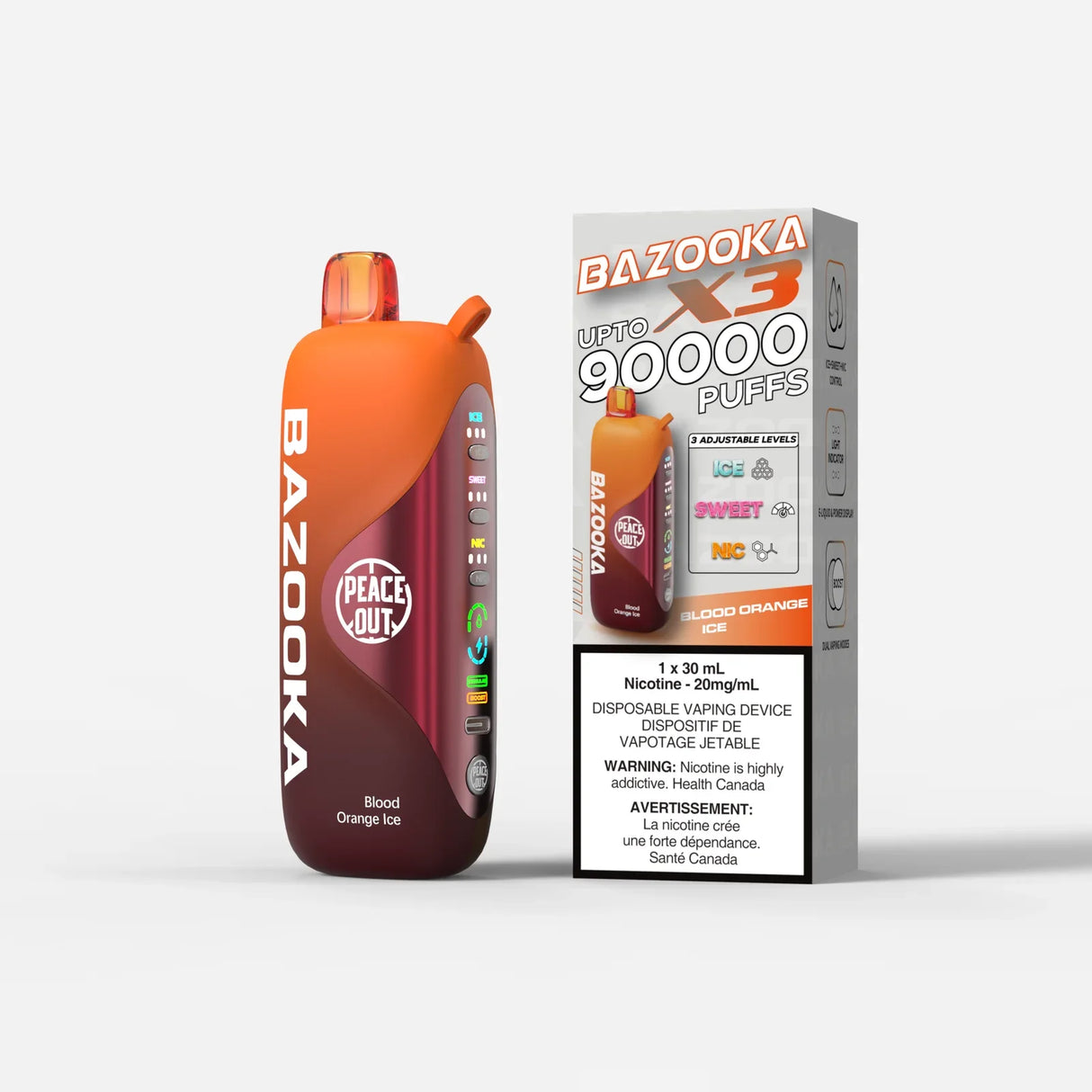 Bazooka Disposable Vape X3 - 90000 Puffs 30ML - Synthetic - Adjustable Nic levels