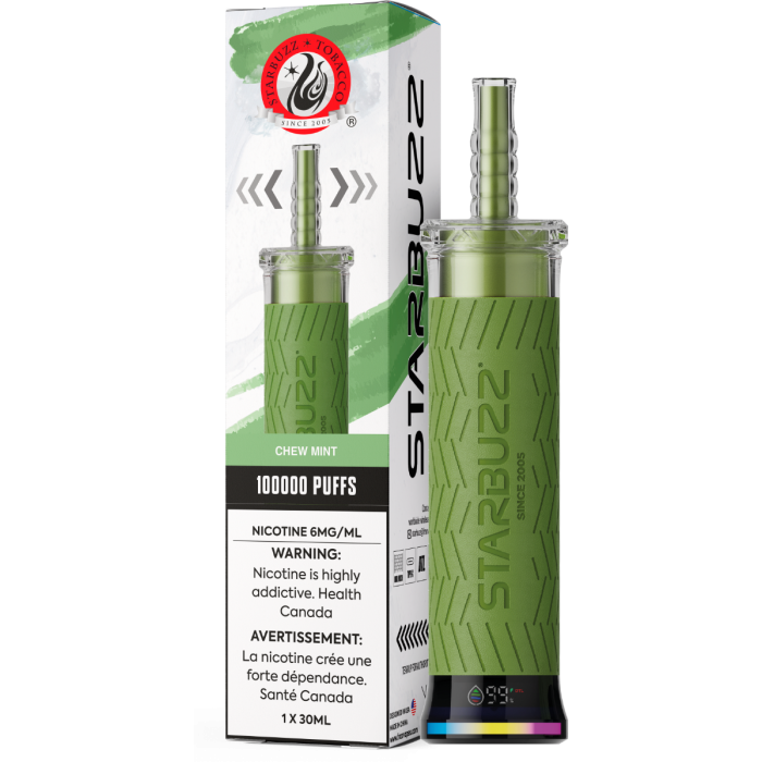 Starbuzz E-Hose 100K Disposable Vape – Chew Mint flavour 6mg 30mL