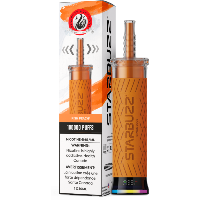 Starbuzz E-Hose 100K Disposable Vape – Irish Peach flavour 6mg 30mL