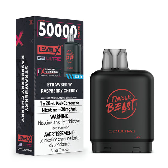Strawberry Raspberry Cherry Iced - Flavour Beast Level X G2 Ultra 50K Vape Pod