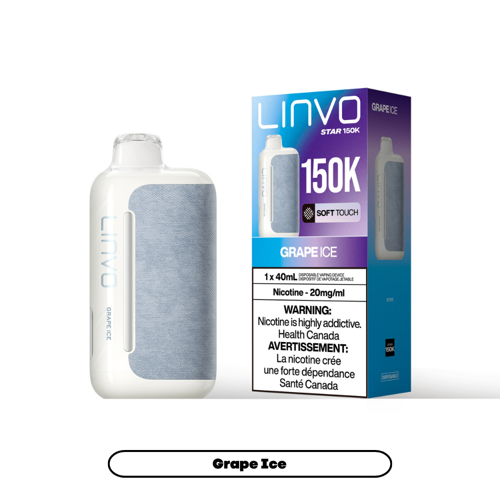 Grape Ice Linvo Star 150K disposable vape device and packaging
