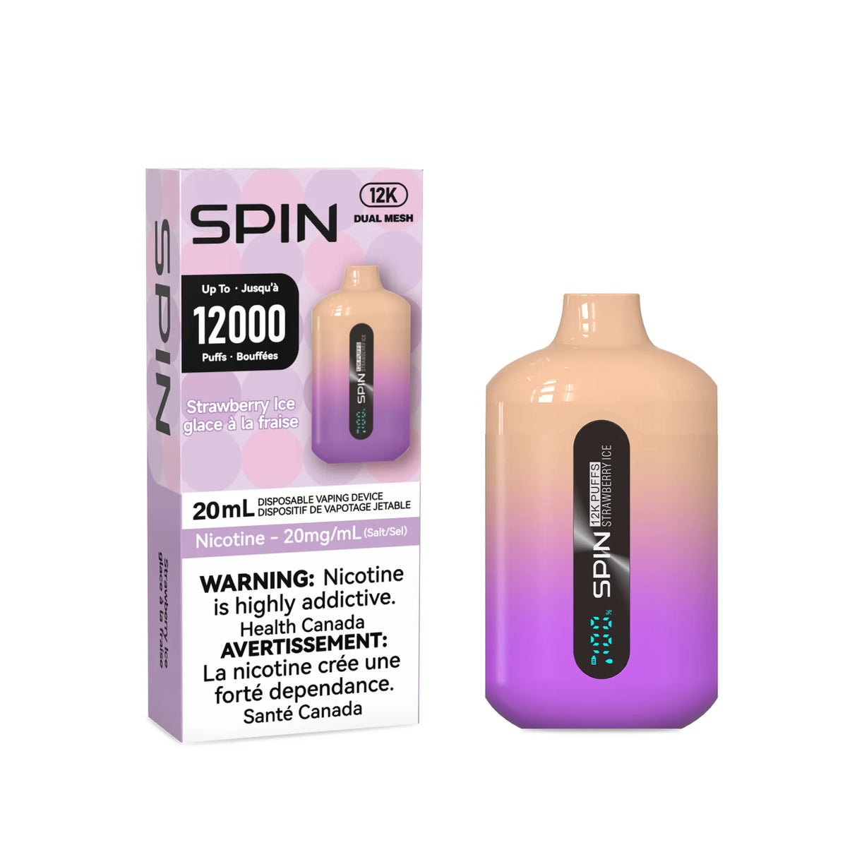 Strawberry Ice Flavor - SPIN Vape 12k Disposable Vape 12000 Puffs