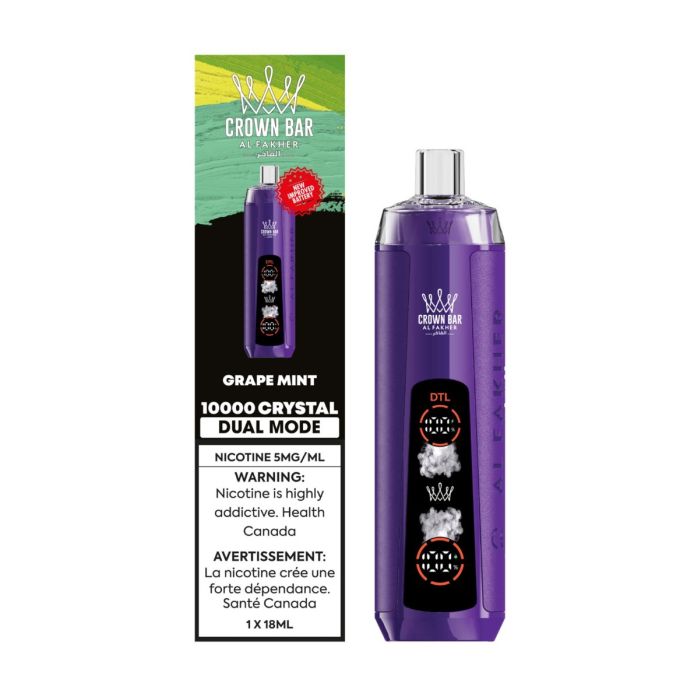 Grape Mint - AL FAKHER Crown Bar Crystal Disposable Vape 10000