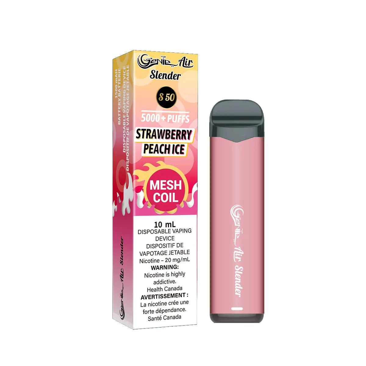 Strawberry Peach Ice - Genie Air Slender 5000 Puffs- Synthetic